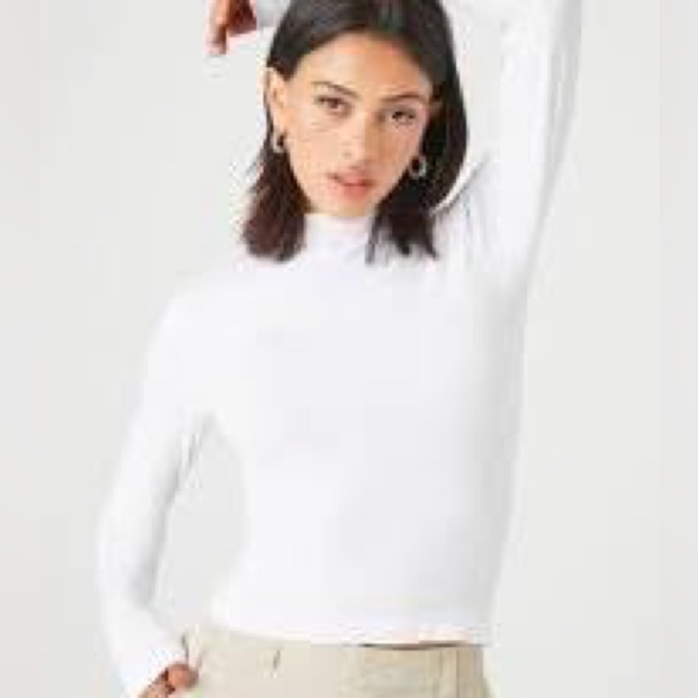 Forever 21 Mock Turtleneck Ling-sleeved Tee, Size S